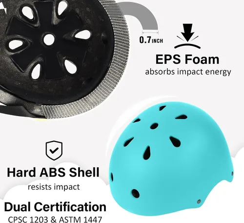 Miniatura 2 de Casco de monopatín para bicicleta, ligero, ajustable, multideporte, para ciclismo, patinaje, scooter, de 3 tallas para adultos, jóvenes y niños