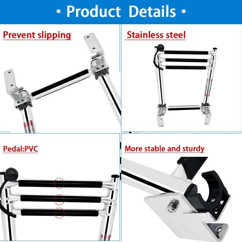 Miniatura 6 de Escalera plegable de acero inoxidable para barco, escalera de natación portátil, escalera telescópica para yates marinos y más (8581S4)