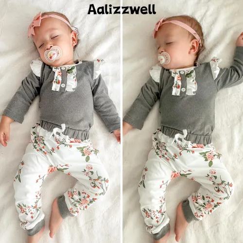 Miniatura 3 de Aalizzwell Conjunto de pantalones de invierno y otoño para bebés recién nacidos