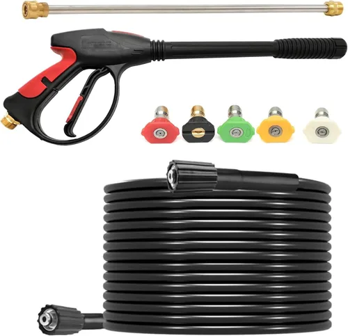 Kit de manguera de lavado a presión eléctrica de 26 pies y pistola y varilla de extensión para lavadoras a presión de gas y eléctricas, pistola de