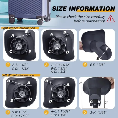 Miniatura 2 de Repuesto de rueda de equipaje reparación maleta bolsa piezas Spinner ruedas ruedas ruedas (W041-S-un par 2 piezas)