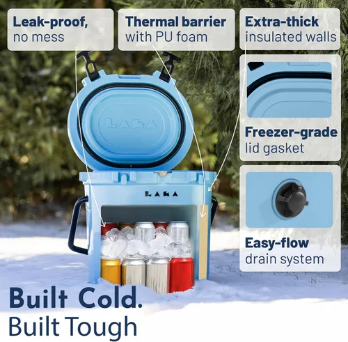 Miniatura 5 de LAKA Small Cooler - 20 Quart Rotomolded Hard Ice Chest, Insulated Cooler for Beach, Camping, Travel & Fishing, Holds 18 Cans + 25 lb Ice, Up to 5