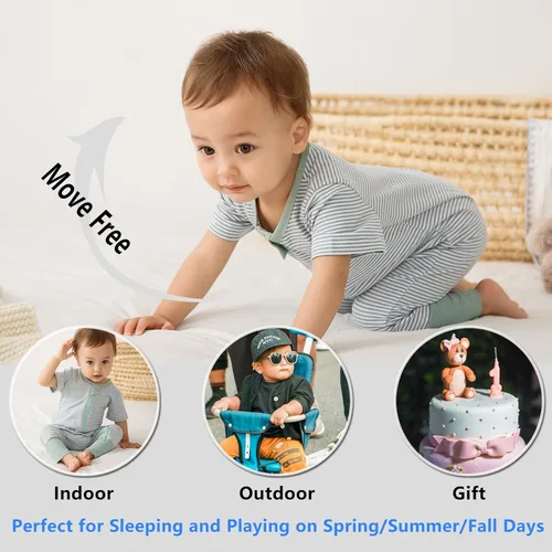 Miniatura 5 de BeiVSlley Paquete de 2 mamelucos de verano de manga corta para bebé, de algodón, con cremallera frontal, ropa para bebés y niños pequeños