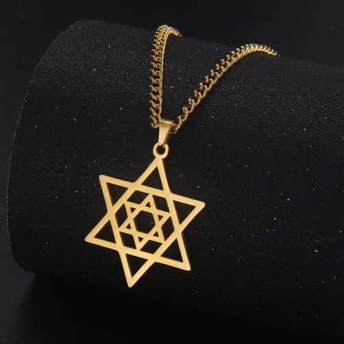 Miniatura 22 de EUEAVAN Collar con dije de estrella de David contra el mal de ojo de seis puntas con dije de estrella de David, hexagrama demoníaco religioso