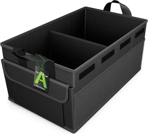 AUTOPTIM Organizador de maletero de automóvil, organizador plegable para automóvil con parte inferior antideslizante y múltiples bolsillos para