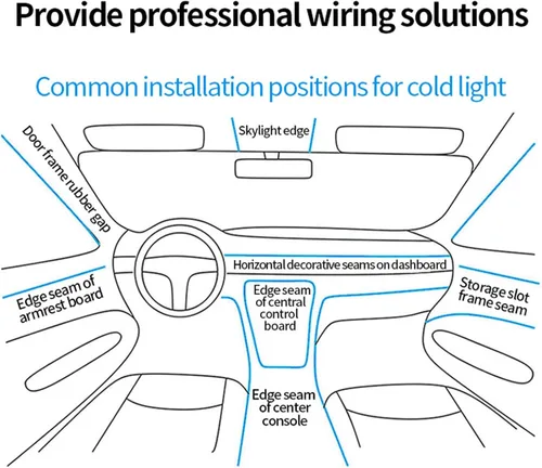 Miniatura 6 de El - Tira de luces LED de neón para auto, tira de luces LED para interior y exterior de automóvil, cable frío de 12 V para decoración