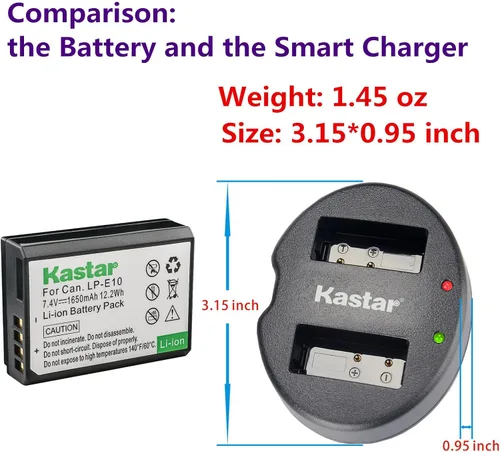 Miniatura 3 de Kastar Cargador USB dual para LP-E10, LC-E10 y EOS 1100D, EOS 1200D, EOS Rebel T3, EOS Rebel T5, EOS Kiss X50, EOS Kiss X70 Cámara DSLR y Canon