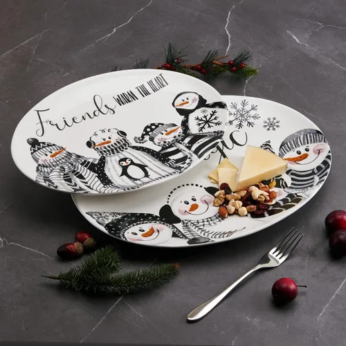Miniatura 4 de Fitz & Floyd Fitz and Floyd Snow Days Snowman - Plato para servir, 16 pulgadas, multicolor