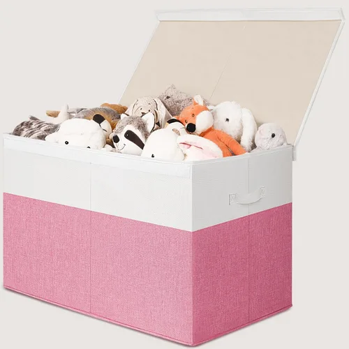 Miniatura 17 de INDRESSME Caja de juguetes de 25 x 13 x 16 pulgadas, organizador de almacenamiento de juguetes con tapa, plegable, resistente, contenedor