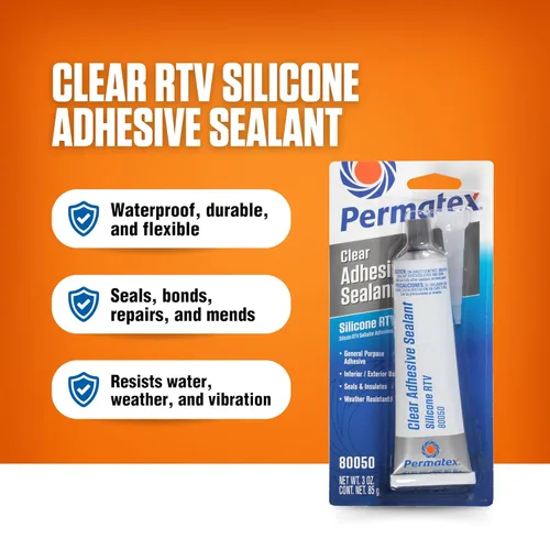 Miniatura 3 de Permatex 80050 - Sellador adhesivo de silicona RTV transparente, 3 onzas