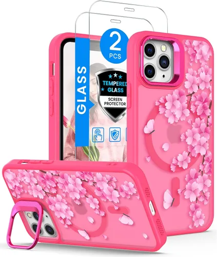 Miniatura 10 de Dretal Magnético para iPhone 11 Pro, Funda Floral, Protector de Pantalla, Anillo de Lente Integrado, Soporte, Protección de Grado Militar, Funda