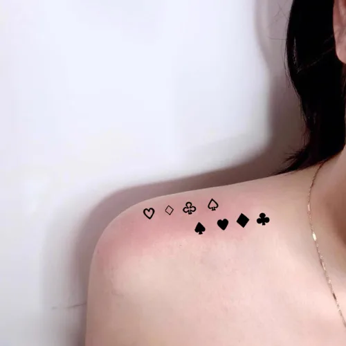 Miniatura 4 de Más de 50 hojas de tatuajes temporales pequeños geométricos pequeños para niños y adultos, pequeño símbolo de póquer, corazón estrella, tatuajes