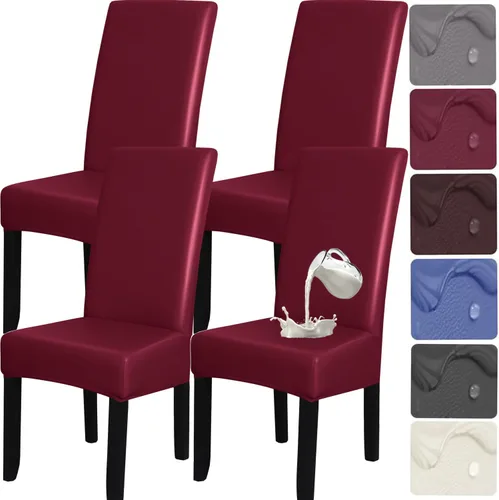 Miniatura 15 de HFCNMY Juego de 6 fundas para sillas de comedor, elásticas, impermeables, de poliuretano, color negro, fundas suaves para sillas de comedor, fundas