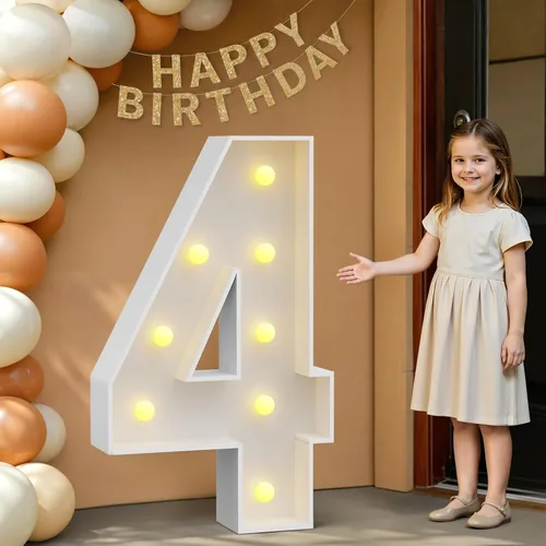 Miniatura 56 de IMPRSV Letras de mosaico iluminadas de marquesina, 4 pies para globos y fiestas, decoración de kit de arco