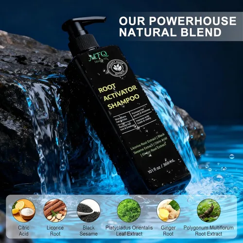 Miniatura 3 de Champú activador de raíces para hombres y mujeres, champú anti pérdida de cabello y crecimiento del cabello para hombres con ingredientes herbarios