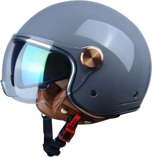Miniatura 7 de Open Face Motorcycle Helmet for Adults, DOT Approved,3/4 Retro Vespa Helmet, Dual Visors Men's and Women's Motorbike Casco for Moped Cruiser Bobber