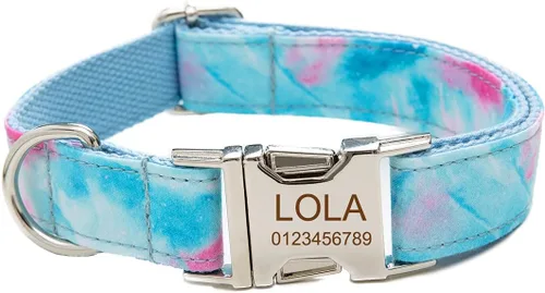 Collar de perro personalizado, grabado personalizado con nombre de mascota, número de teléfono, etiqueta de identificación para razas pequeñas,