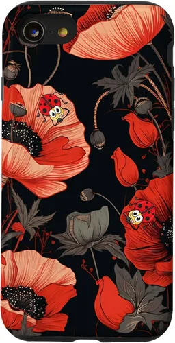 Miniatura 17 de Funda para iPhone 11 Poppy Flower Ladybug Red & Black