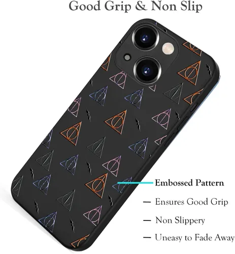 Miniatura 3 de Unov Funda diseñada para iPhone 13, funda negra con [patrón antideslizante en relieve], protección delgada a prueba de golpes [TPU antiarañazos]