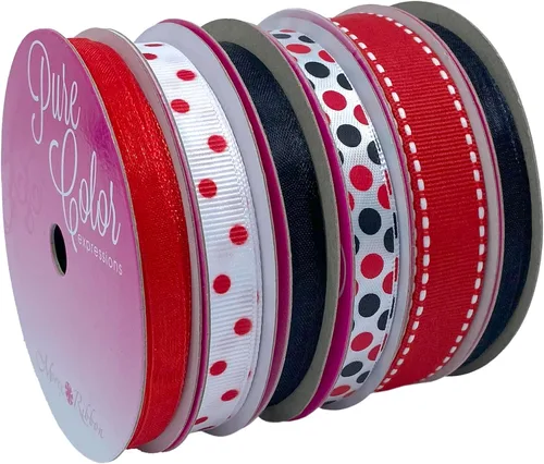 Miniatura 5 de Morex Ribbon Paquete de 6 cintas Sweet Petite de poliéster/nailon, Sweet Baby, 28 yardas