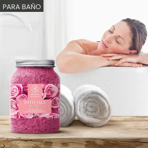 Miniatura 4 de Sales de baño de rosas de 46 onzas, aceite de palisandro natural y extracto de rosa, lo mejor para relajarse - Buen sueño - Belleza - Bañarse