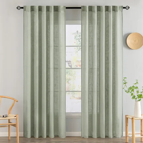 Miniatura 83 de MIULEE Cortinas de lino blanco de 108 pulgadas de largo para dormitorio, sala de estar, cortinas de ventana con textura de lino suave y grueso, Lino
