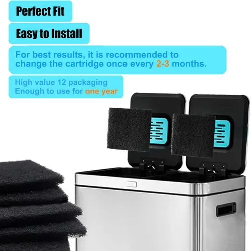 Miniatura 3 de Paquete de 12 recambios de filtro absorbente de olores para Home Zone Living Kitchen Basurero, desodorante de carbón activado compatible