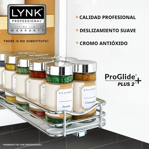 Miniatura 2 de LYNK PROFESSIONAL® Organizador de especias extraíble para armarios de cocina interiores - 4-3/8 pulgadas de ancho - cajón deslizante - Estante