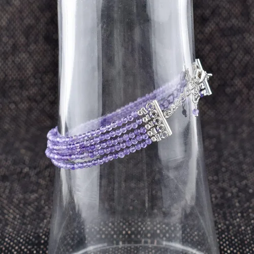 Miniatura 11 de YANARA Gemstone Bracelets For Women Birthstone, Natural Gemstone Layered Micro-Beads, Dainty Handmade Jewelry Chakra Energy Healing Crystals Silver