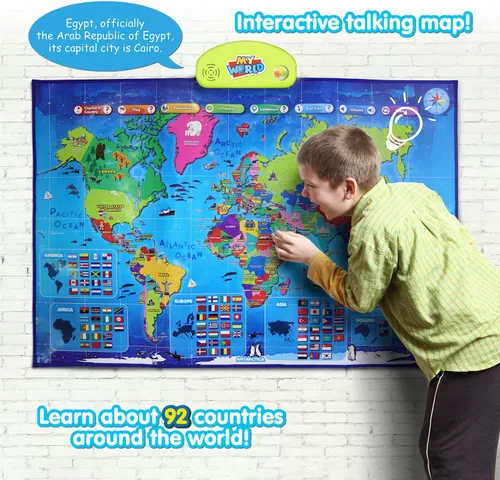 Miniatura 4 de BEST LEARNING i-Poster My World Interactive Map - Juguete educativo para niños de 5 a 12 años, juego de aprendizaje de geografía como regalo