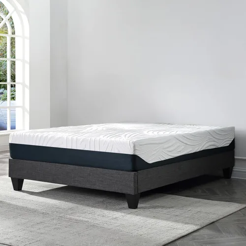Miniatura 3 de AC Pacific Base de cama de plataforma individual, cama tapizada de 13 pulgadas de alto con listones de madera, no necesita somier, diseño