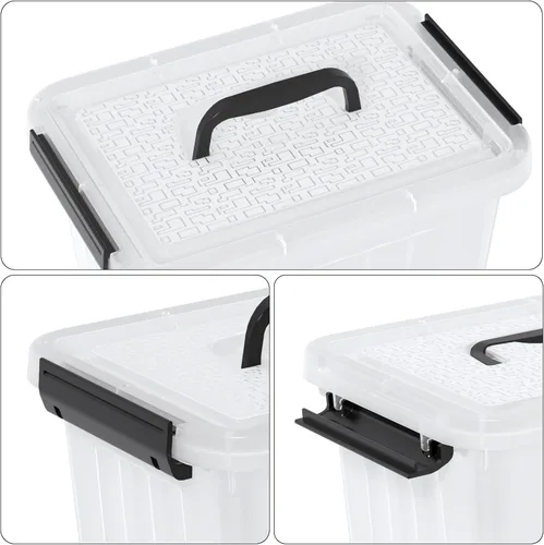 Miniatura 3 de Cajas de almacenamiento de plástico de 6 cuartos de galón con tapas y asas, contenedor de almacenamiento de cierre transparente, 6 paquetes