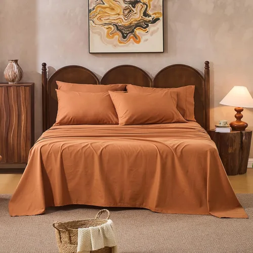 Miniatura 43 de Juego de sábanas de lino 100% tamaño King, juego de sábanas de lino transpirable y duradero de 4 piezas, ropa de cama suave para todas