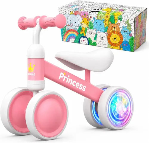 BEKILOLE Bicicleta de equilibrio para bebés para niñas de 1 año, bicicleta de equilibrio para niños de 12 a 24 meses, 4 ruedas silenciosas, juguetes
