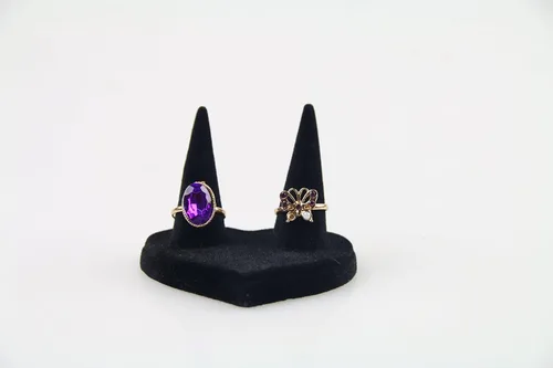 Miniatura 4 de Bocar 5pcs terciopelo negro anillo de dedo exhibición escaparate organizador titular joyería almacenamiento contador JZZ-2Z