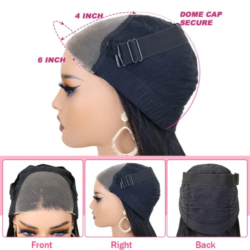 Miniatura 5 de Wear and Go Pelucas de cabello humano sin pegamento, precortadas con encaje HD 6x4, pelucas de cabello humano lacio con encaje frontal sin