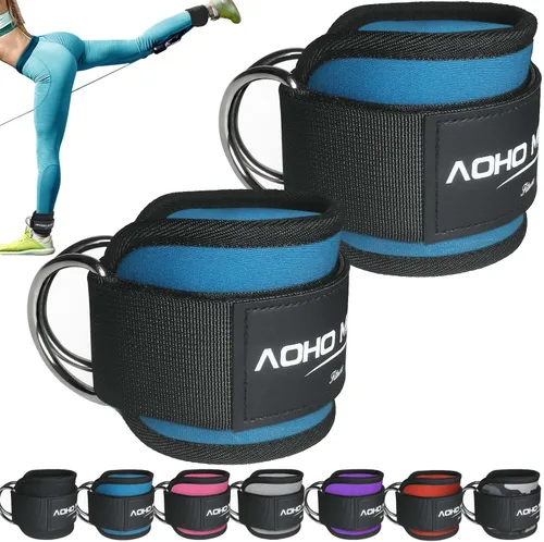 Miniatura 11 de AOHO MOOON - Brazalete de tobillo para máquina de cable, accesorios de gimnasio para mujeres y hombres, puños de tobillo de neopreno para patadas
