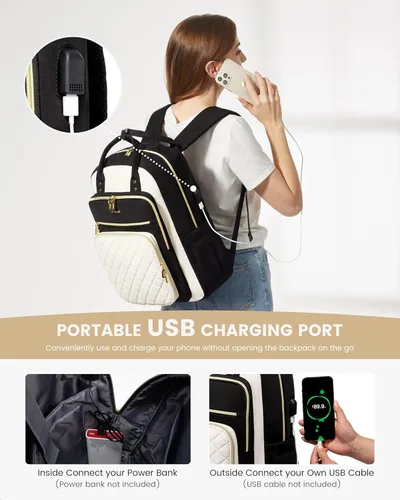 Miniatura 5 de LOVEVOOK Mochila para computadora portátil para mujer, mochila para trabajo de viaje, bolsa de computadora para enfermera, profesora, bolsa
