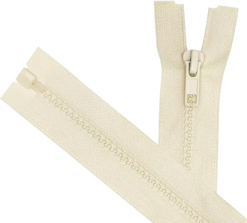 ANPURZII 2 cremalleras separadoras #5 de 5 pulgadas color beige para coser abrigos, cremalleras de plástico moldeado a granel (beige 5" 2 unidades)