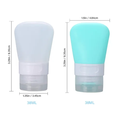 Miniatura 7 de 2 botellas de viaje de silicona, recipientes de viaje recargables a prueba de fugas de 1.3 onzas con bolsa de transporte transparente, botellas
