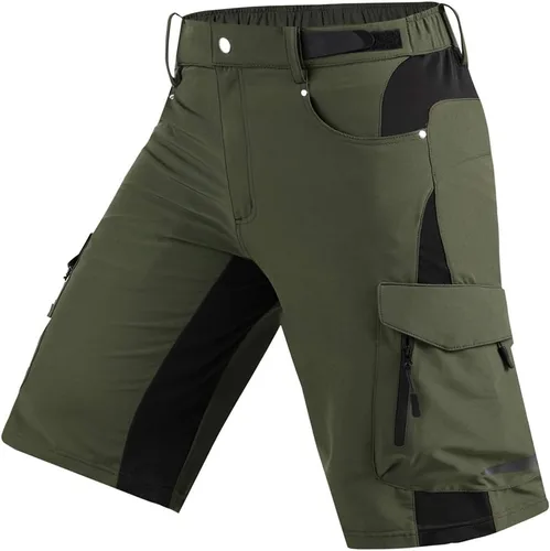 Pantalón corto Cycorld para ciclismo de montaña, bolsillos con cierre de cremallera, liviano, ligero de ajuste, para hombre