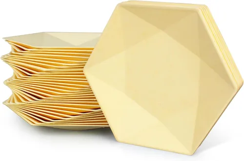 Miniatura 16 de Paquete de 30 platos de papel desechables de 8 pulgadas, platos de papel hexagonal azul, platos de postre 100% biodegradables para bodas