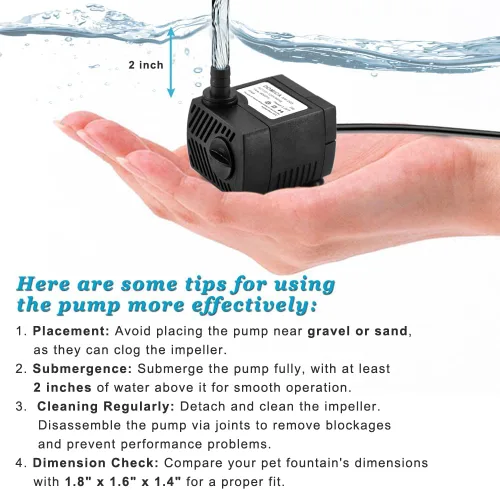 Miniatura 3 de Mini bomba sumergible de 90 GPH, bomba de fuente pequeña (5 W 350 L/H) para fuente de agua, acuarios, pecera, fuente de mesa, fuente para mascotas