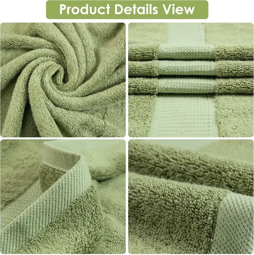 Miniatura 3 de Juego de toallas de baño de 3 piezas para cara y cuerpo, piel sensible, juego de toallas de lujo verde pino para adultos, estudiantes, niños