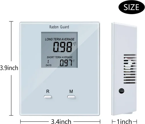 Miniatura 4 de Detector de radón doméstico, medidor de radón portátil, monitor de radón doméstico Elifecity a largo y corto plazo, alimentado por batería, fácil