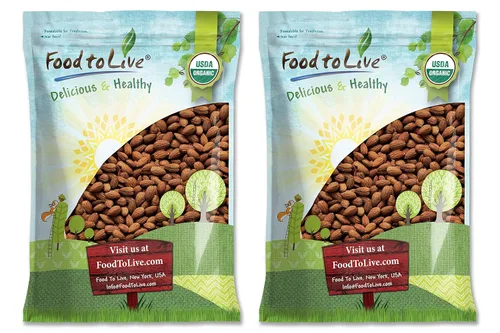 Food to Live Almendras tostadas secas orgánicas, 16 libras, sin OMG, sin sal, veganas, keto, paleo, kosher, a granel, alto en proteínas, fibra