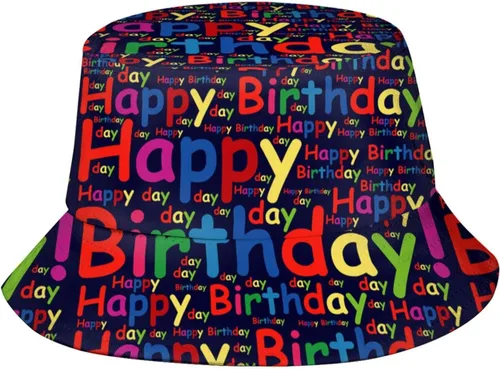 Miniatura 10 de Sombrero de pescador de feliz cumpleaños, sombrero de pescador, sombrero de viaje para playa, sombrero para el sol, gorra al aire libre unisex