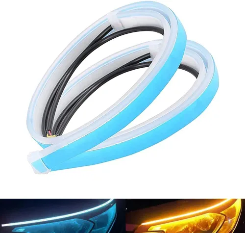 Miniatura 11 de 2 tiras de luces LED para autos, tira secuencial para faros delanteros, luces de circulación diurna, luz de señal de giro DRL