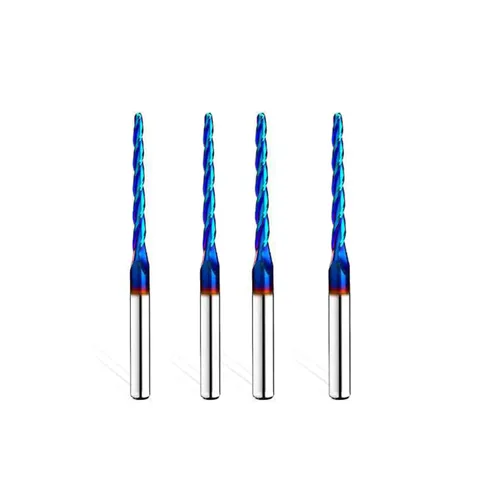 Miniatura 15 de 2 piezas de punta de bola de 1 grado cortador fresadora CNC fresadora espiral herramienta de fresado con revestimiento azul nano 1/8 diámetro