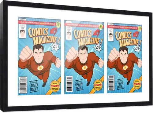 Miniatura 117 de Poster Palooza Marco de cómic con paspartú para 1 cómic de la Edad de Bronce publicado entre 1970 y 1985, marco de cómic negro para cómic de 7.25 x